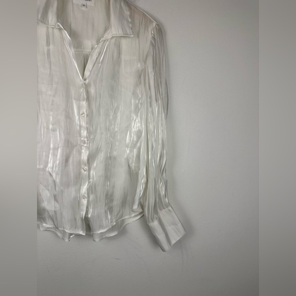 Bella Dahl Shirt Tail Button Down White Shimmer Blouse Sz M - Picture 5 of 8